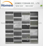 China Direct Factory Brush Aluminium Blend Shiny Wall Tile 8mm Thickness Glass Mosaic