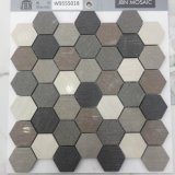 Wholesale Random Color Pattern Hexagon Lappato Porcelain Mosaic Wall Tile (W9555018)