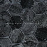 Hexagonal Pattern Black Glass Mix Marble Mosaic Tile