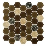Hexagonal Glass Mix Marble Interior Decorative Mosaic Tile