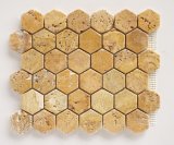 Gold / Yellow Travertine 2 Inch Tumbled Hexagon Mosaic Tile