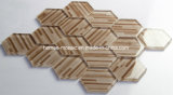 Hexagon Tile Inkjet Printing Wall Glass Brown Mosaic Tiles