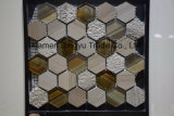 Building Material Hexagon Marble Mosaic Mix with Metal Floor Tile