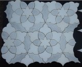 Crystal White Marble Flower Design Water Jet Mosaic Polished Tile
