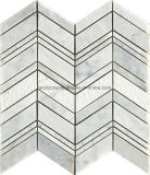 Herringbone Pattern White Marble Mosaic Tile