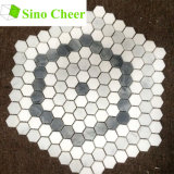 Colored Hexagon Carrara Grey and White Mosaic Floor Tile