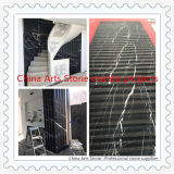 China Nero Marquina Black Flute Marble Tile for Rotating Steps Wall