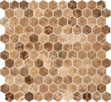 Hexagonal Stone Tile Brown Marble Mosaic Marble Tile