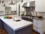 Calacatta White Quartz Stone Slab 2cm and 3cm Available Slab for American Kitchen Countertops Island Bar Top
