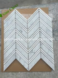 White Marble Interior Wall Tile Chevron Mosaic Pattern