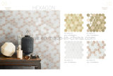 Hexagonal Beige and Grey Glass Mix Interior Decorative Mosaic Tile