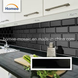 Kitchen Backsplask Bevelled Pure Black Color Glazed Mosaic Subway Tile