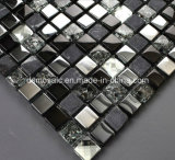 Black Ice Cracked Marble and Glass Mosaic Tile (15*15)