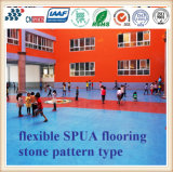 Abrasion and Skid Resistant Flexible Spua Flooring with Stone Pattern Type