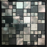 Classicail Black Laminated Glass and Stainless Steel Mosaic Tile