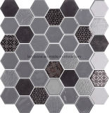 Hexagonal Glass Mix Marble Interior Decorative Mosaic Tile