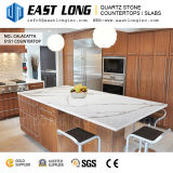 Customized Brown Line White Background Quartz Stone for Wall Panel/Kitchen Countertops