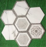 Healthy 200*230mm Carrara White Marble Hexagon Mosaic Honed Wall Tile