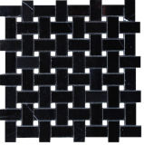 Best Popular Nero Marquina with White Dots Marble Basketweave Mosaic Tile