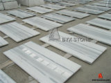 Polished White Marble Tiles with Light Grey Straight Veins