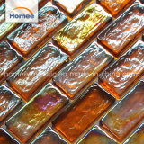 Stock Orange Multicolor Pear Iridescent Glass Mosaic Tile