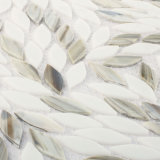 Glass Mosaic Tile Leaf Patterns Gray Color Designs for Bathrooms