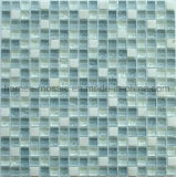 White Stone and Blue Hand Painted Glass Mosaic Tiles for Project