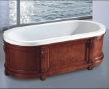 1700mm Ellipse Modern Bathtub with Solid Wood Skirting (AT-LW019-1M)