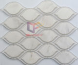 Oval Shape Water Jet Cuted White Crystal Mix Marble Mosaic (CFW69)