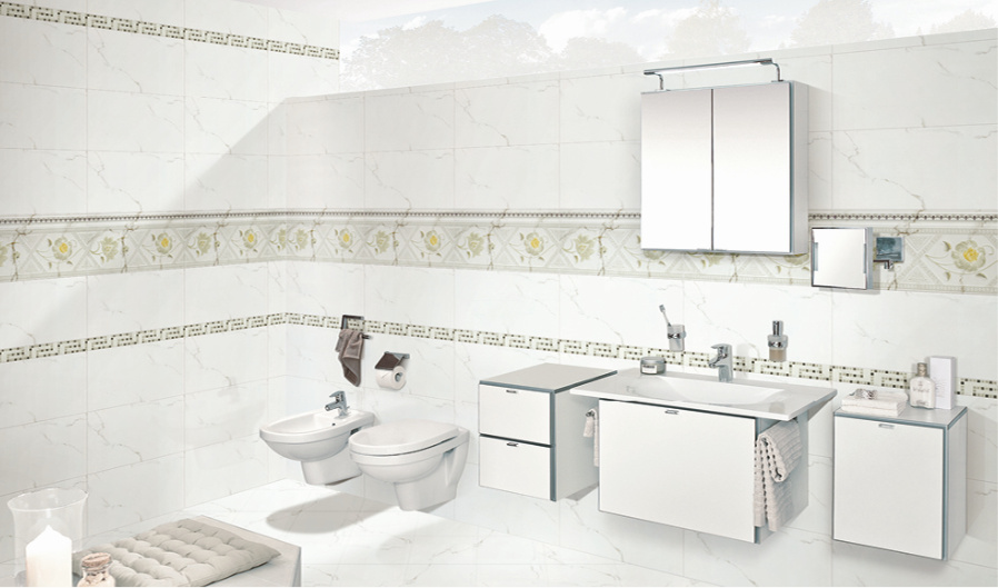 30X60 White Carrara Marble Look Bathroom Wall Ceramic Tile