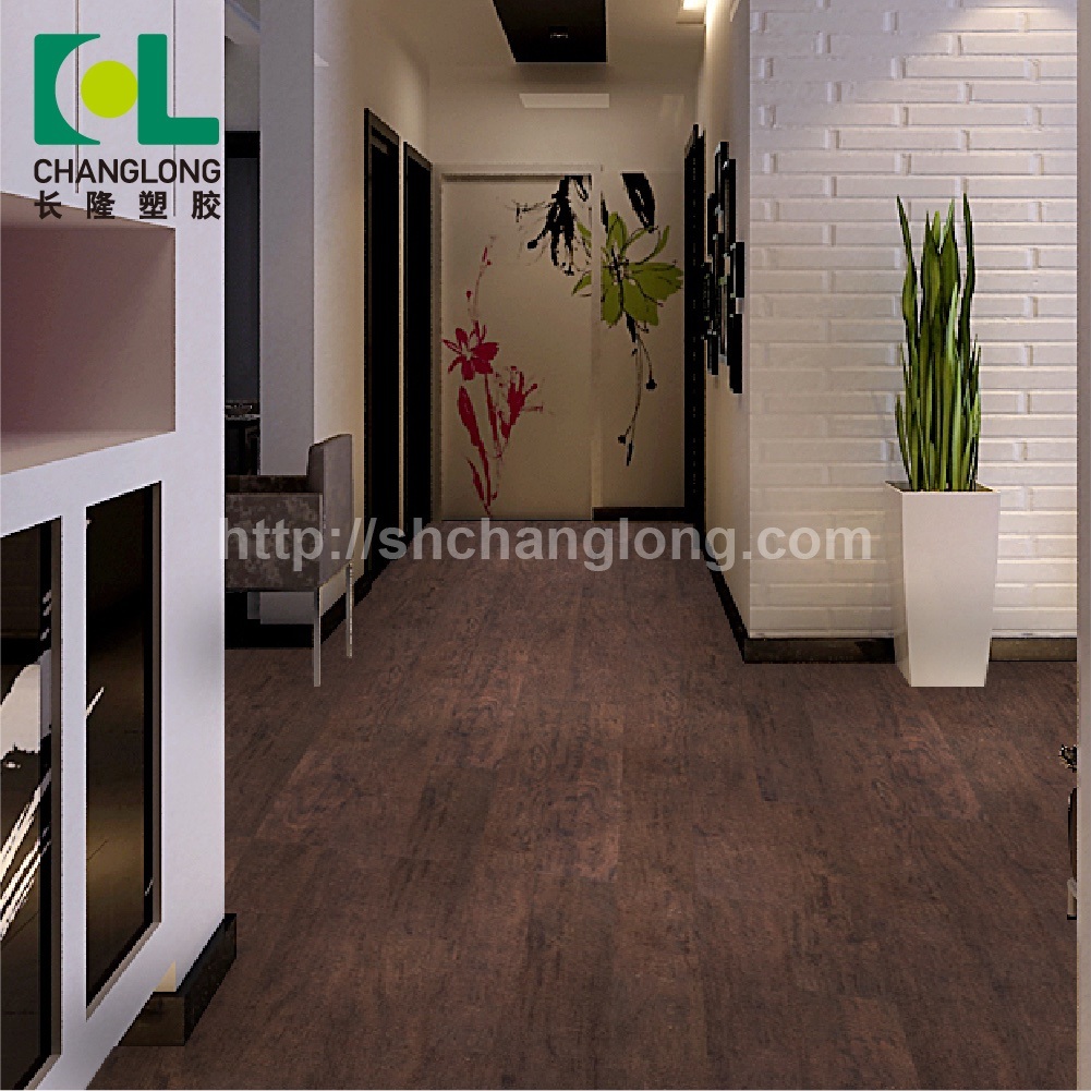 Public Place Loose Lay Wood Plastic Vinyl Floor, ISO9001 Changlong Clw-39