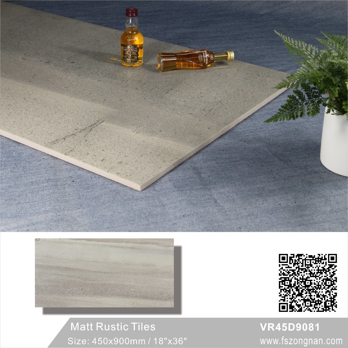 Building Material Cement Matt Porcelain Wall and Floor Tiles (VR45D9081, 450X900mm)