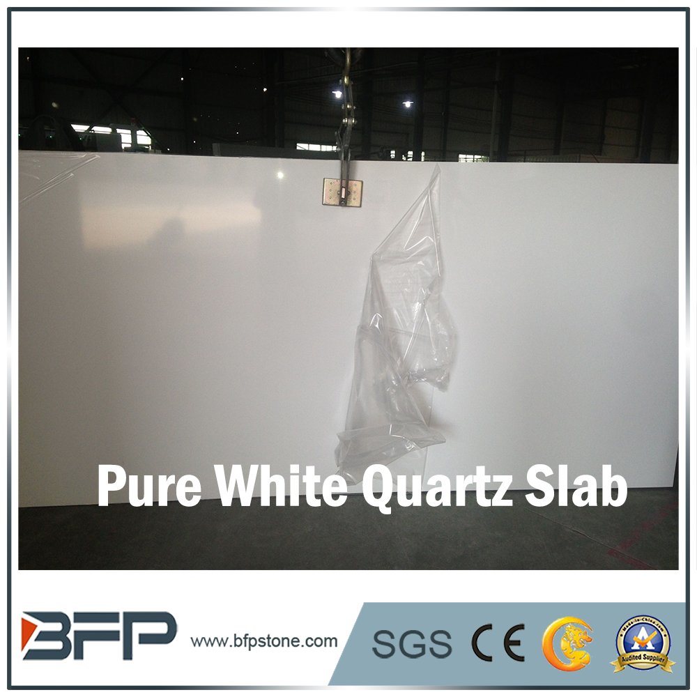 Largest Size Pure White Artificial Quartz Slab for Island Top