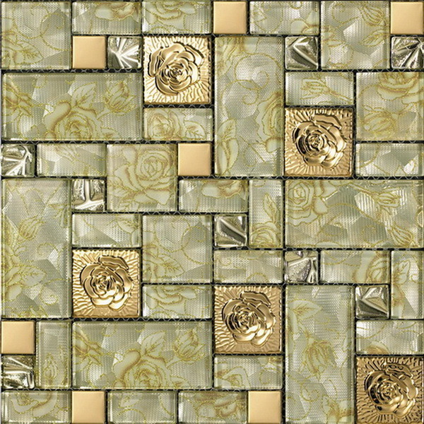 Golden Glass Art Mosaic for Home Decoration (VMW3641)