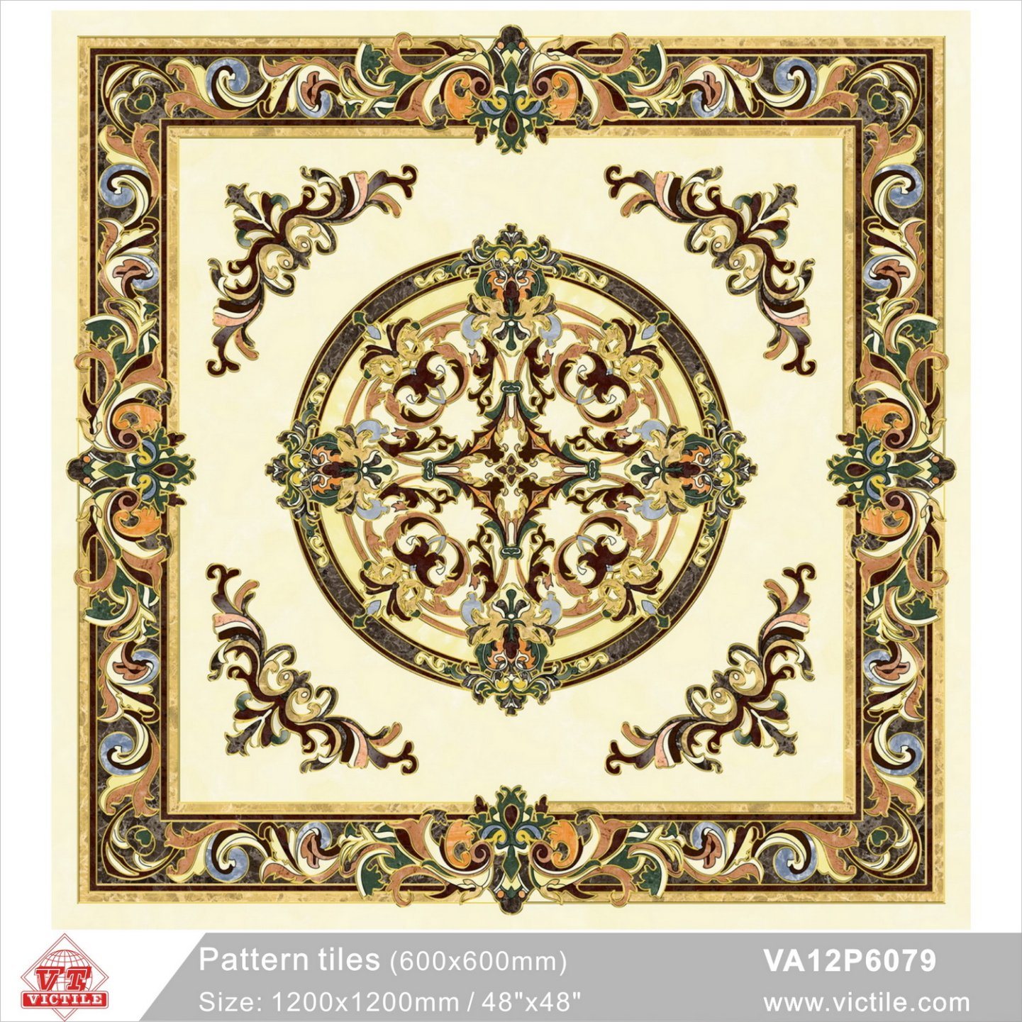 Art Flooring Patterned Building Material Carpet Tile (VA12P6079, 600X600mm+1200X1200mm)