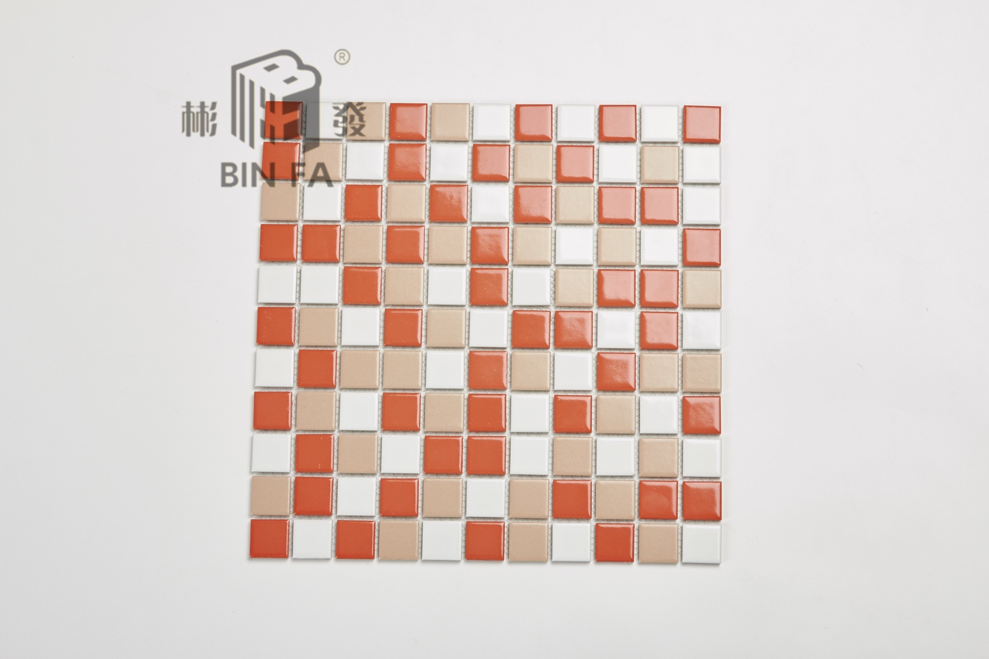 23*23mm Colorful (orange, red, yellow, white) Ceramic Mosaic Tile for Wall, Kitchen, Bathroom and Swimming Pool, Special Decoration