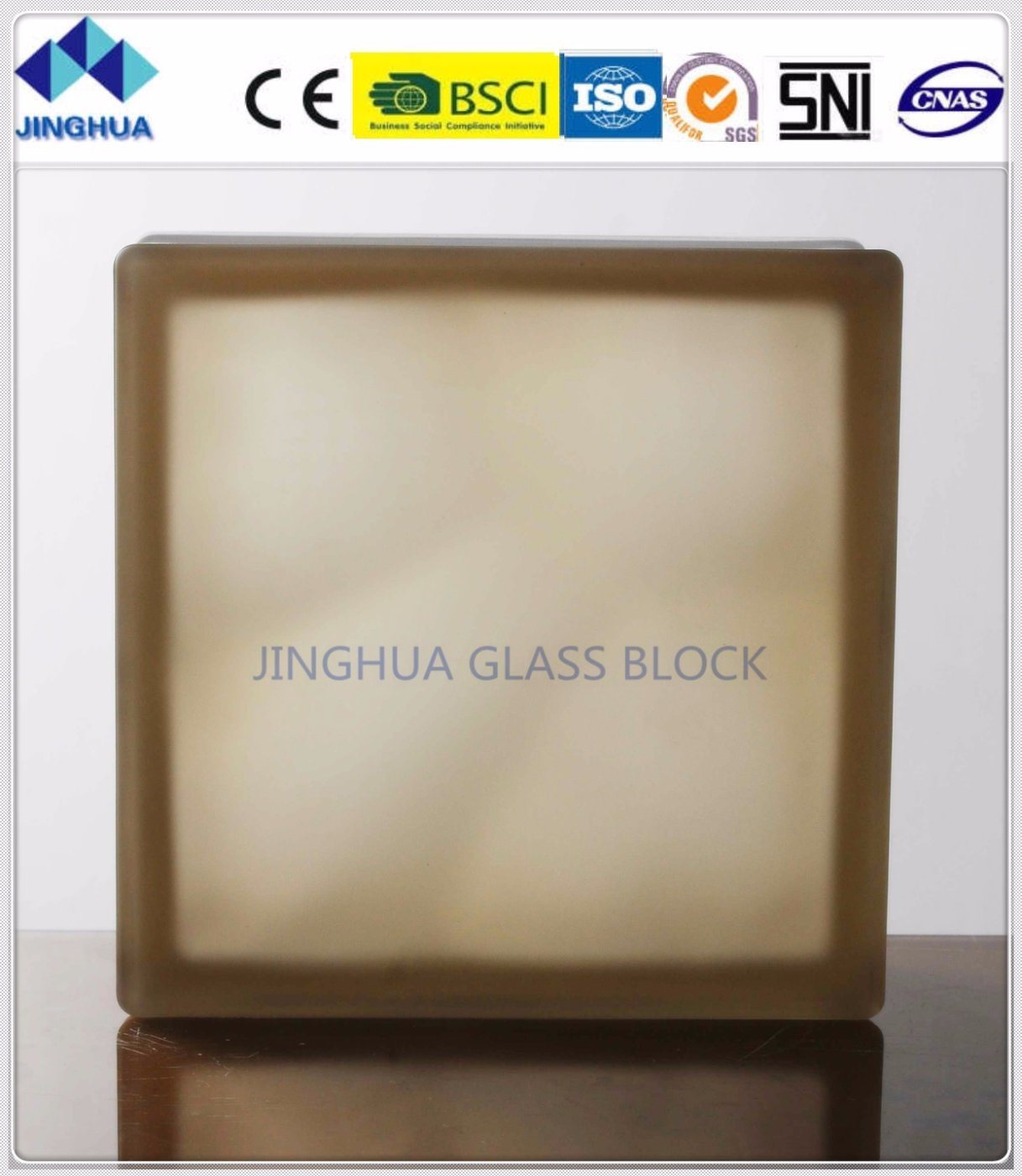Jinghua Misty Cloudy Brown 190X190X80mm Glass Block/Brick