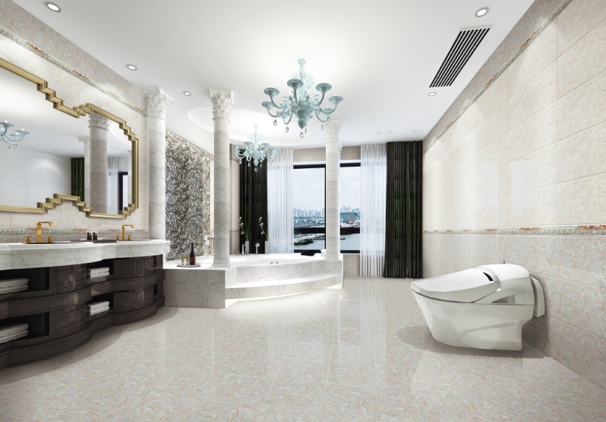 Interior Building Material Grey Color Marble Ceramic Wall Tile for Bathroom