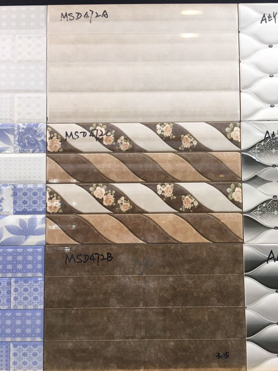 2 Colors Bathroom Wave Marble 3D Printing Ceramic Wall Tile