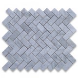 Carrara White Herringbone Polished Mosaic Tile for Bathroom