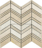 Herringbone Pattern Beige Marble Mosaic Tile for Interior Wall Design