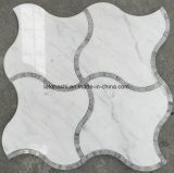 Carrara White Waterjet Marble Lantern Marble Mosaic Tile for Bathroom