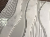 Carrara White Marble Mixed Glass Weave Design Water Jet Mosaic