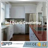 Polished Engineered Natural Red Quartz for Kitchen Countertop