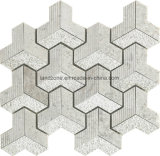 3D Chevron Pattern Gray White Marble Mosaic Tile for Interior Design